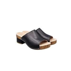 Dansko Women's Size 37 EU 7 US Maci Black Leather Platform Wedges Heels Sandals